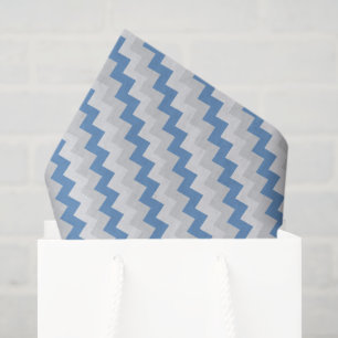 Light Grey and Blue Chevron Pattern Tissue Paper