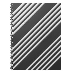 Light grey and charcoal five stripes pattern notebook