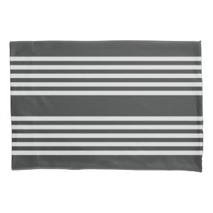 Light grey and charcoal five stripes pattern pillowcase