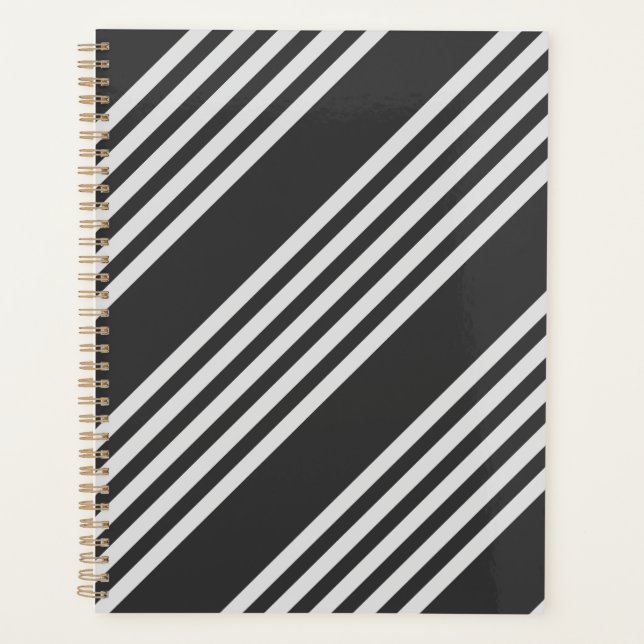 Light grey and charcoal five stripes pattern planner (Front)