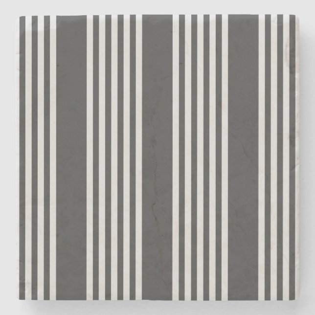 Light grey and charcoal five stripes pattern stone coaster (Front)