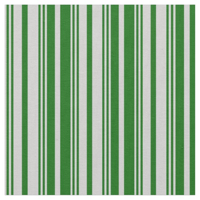 Light Grey and Dark Green Stripes Pattern Fabric (Close Up)