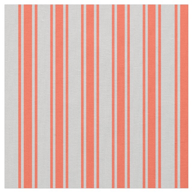 Light Grey and Red Coloured Stripes Fabric (Close Up)