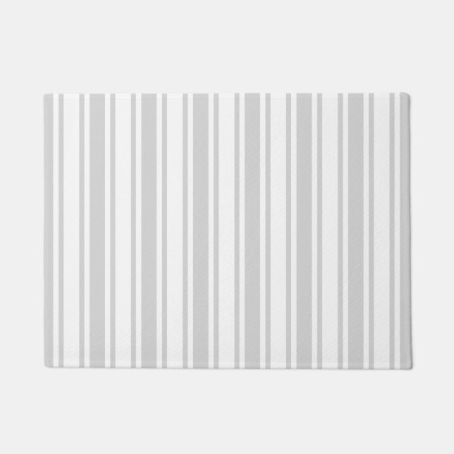 Light grey and white candy stripes doormat (Front)
