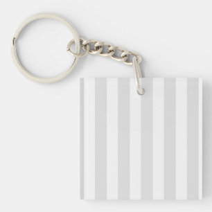 Light grey and white candy stripes key ring