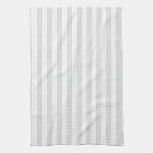 Light grey and white candy stripes tea towel (Vertical)