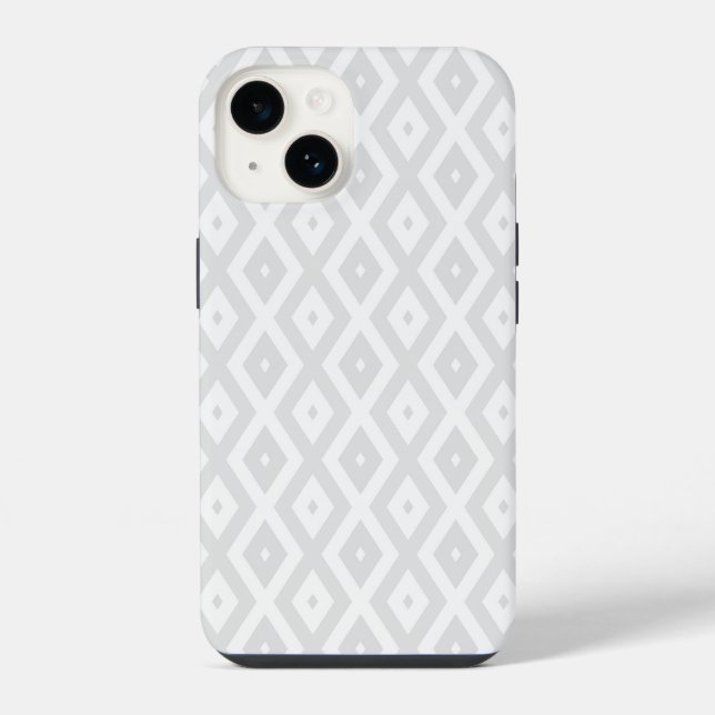 Light grey and white diamond pattern iPhone case (Back)