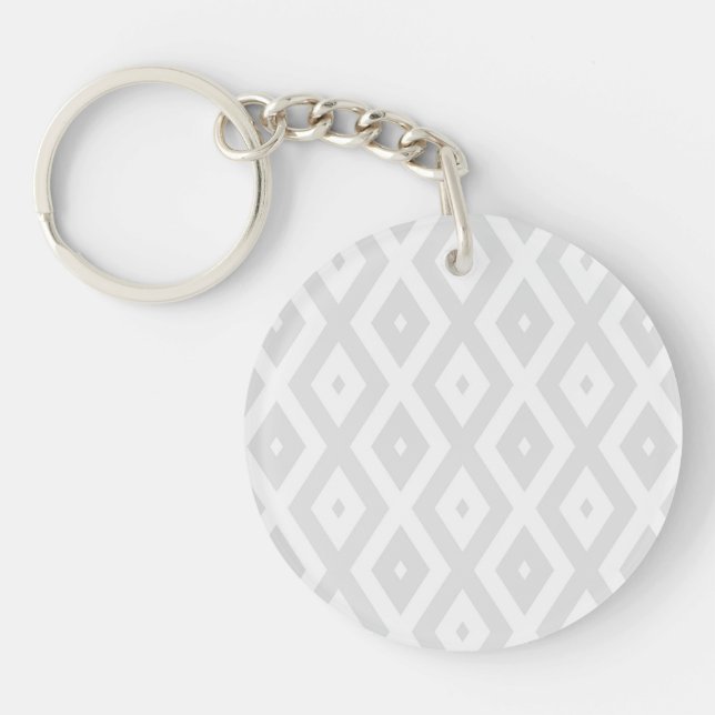Light grey and white diamond pattern key ring (Front)
