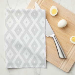 Light grey and white diamond pattern tea towel