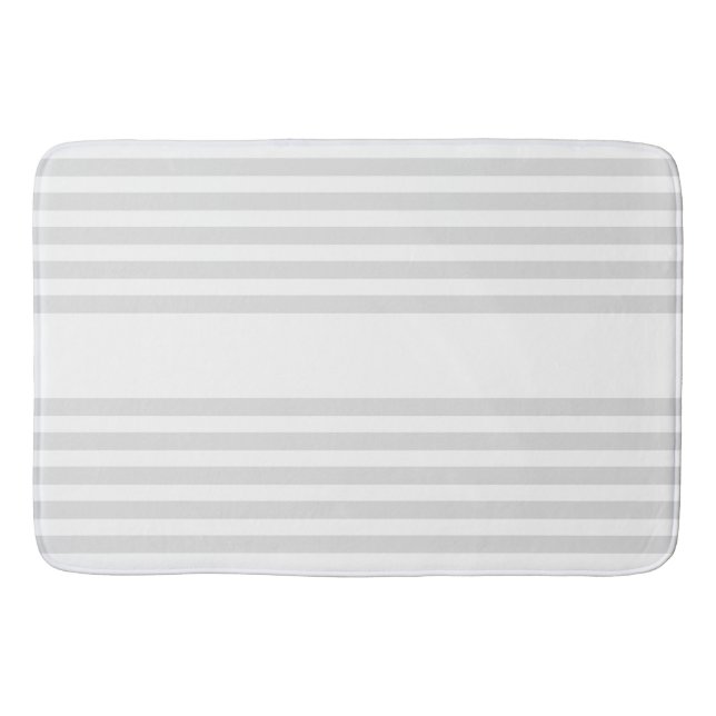 Light grey and white five stripes pattern bath mat (Front)