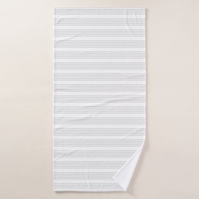 Light grey and white five stripes pattern bath towel (Bath Towel)