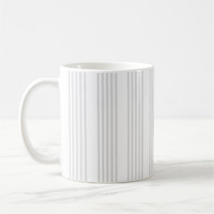 Light grey and white five stripes pattern coffee mug