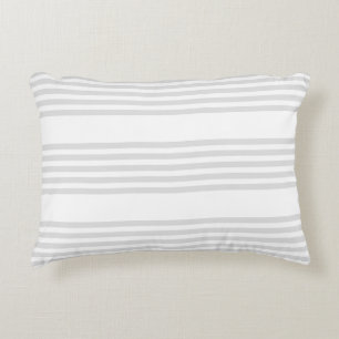 Light grey and white five stripes pattern decorative cushion