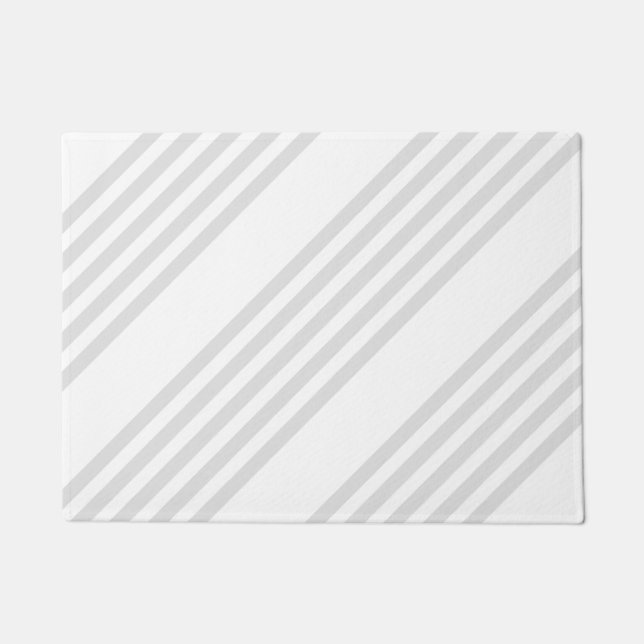 Light grey and white five stripes pattern doormat (Front)