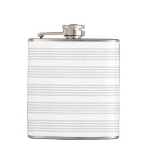 Light grey and white five stripes pattern hip flask