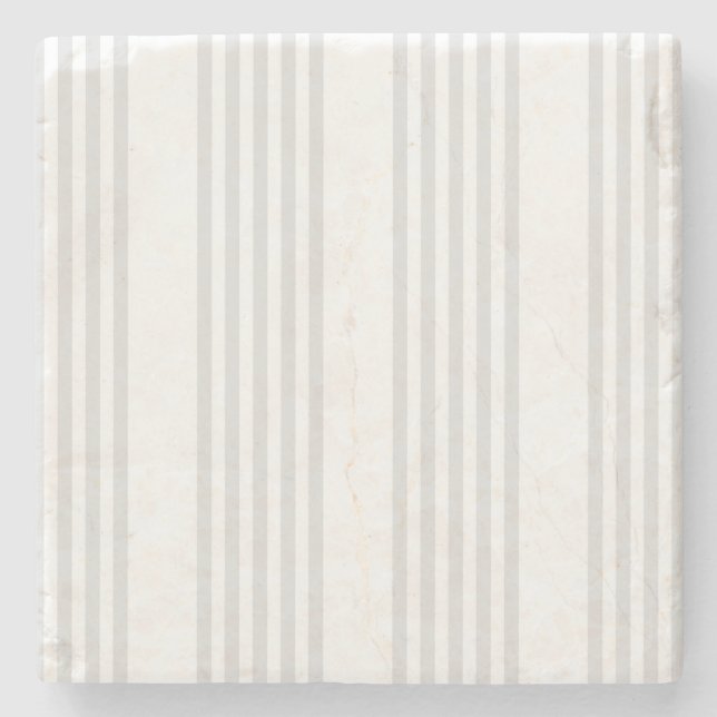 Light grey and white five stripes pattern stone coaster (Front)