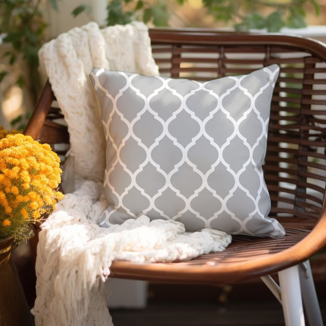 Light Grey and White Moroccan Pattern Cushion (Creator Uploaded)