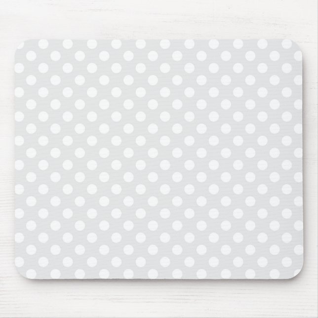 Light Grey and White Polka Dot Mouse Pad (Front)