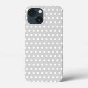 Light Grey and White Polka Dot Pattern. iPhone 13 Mini Case