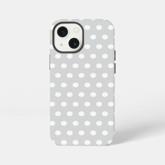 Light Grey and White Polka Dot Pattern. iPhone Case (Back)
