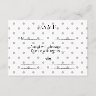 Light Grey and White Polka Dot Pattern. RSVP Card