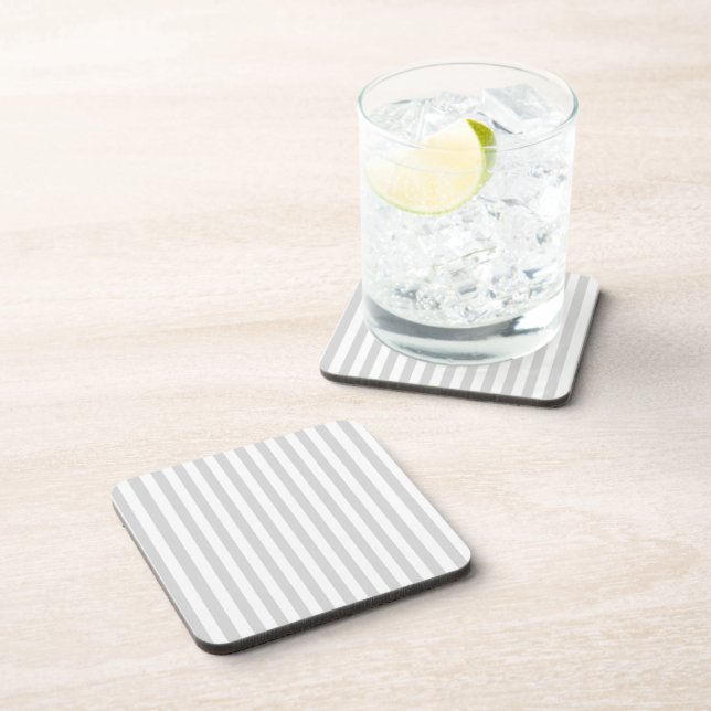Light Grey and White Stripes Coaster (Right Side)