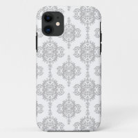 Light Grey and White Vintage Damask
