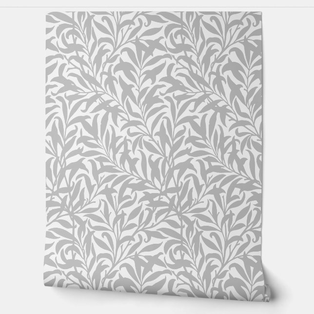 Light Grey and White Willow Bough Wallpaper (Unrolling)