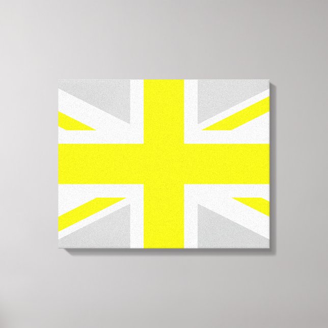 Light Grey and Yellow Union Jack Canvas Print (Front)