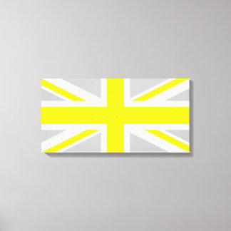 Light Grey and Yellow Union Jack Canvas Print