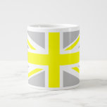Light Grey and Yellow Union Jack Large Coffee Mug<br><div class="desc">Light grey and yellow pattern based on the Union Jack.</div>