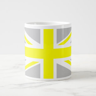 Light Grey and Yellow Union Jack Large Coffee Mug