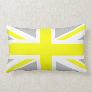 Light Grey and Yellow Union Jack Lumbar Cushion