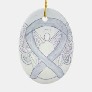 Light Grey Awareness Ribbon Angel Ornament