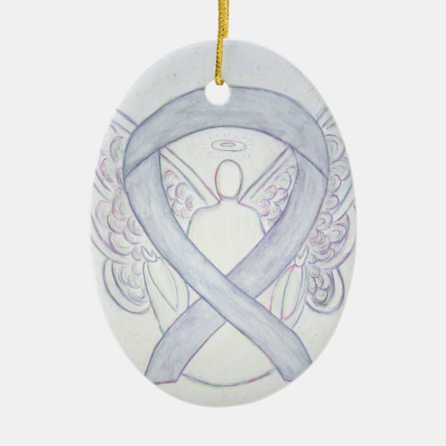 Light Grey Awareness Ribbon Angel Ornament (Front)