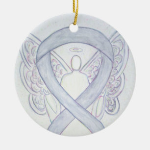 Light Grey Awareness Ribbon Angel Ornaments
