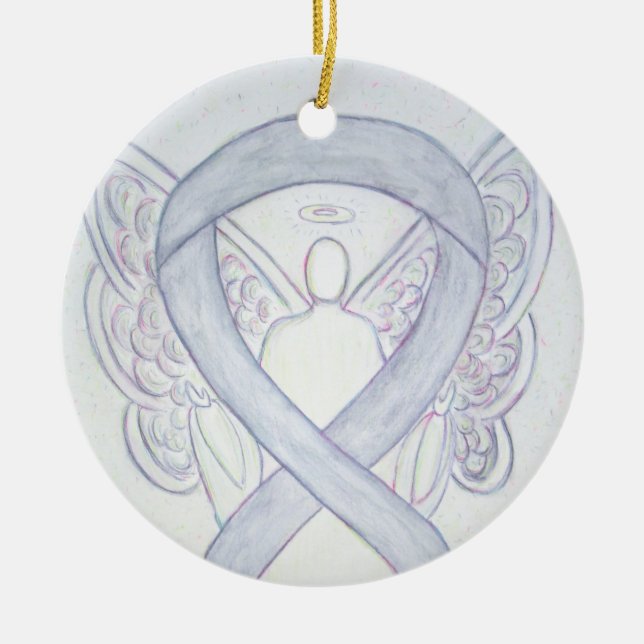 Light Grey Awareness Ribbon Angel Ornaments (Front)