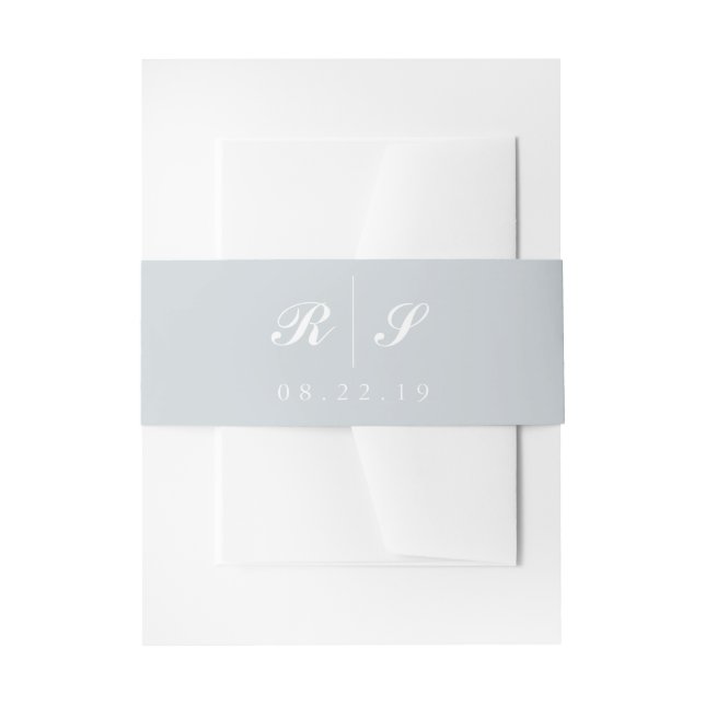 Light Grey Belly Band, Editable Monogram Invitation Belly Band (Front Example)