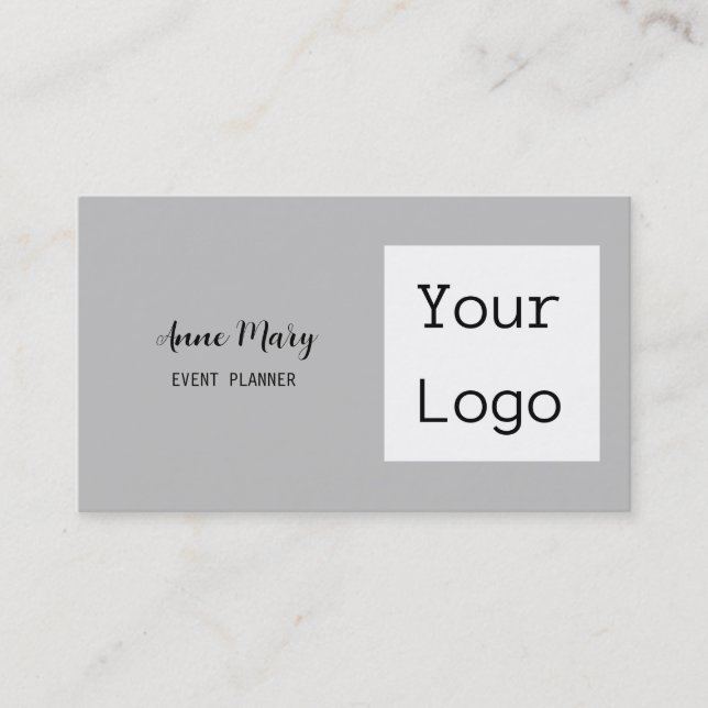 Light Grey Black Custom Colour Text Photo Your Log Business Card (Front)