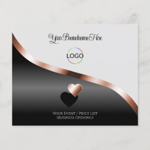 Light Grey Black Wavy Rose Gold Decor Hearts Logo Flyer