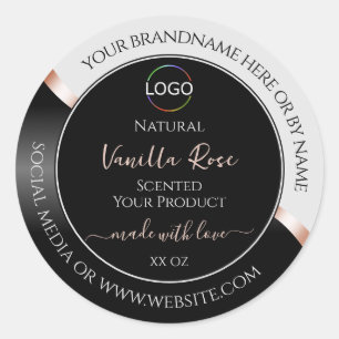 Light Grey Black Wavy Rose Gold Labels with Logo