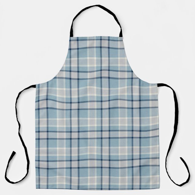 Light grey-blue textured chequered  apron (Front)