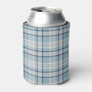 Light grey-blue textured chequered can cooler