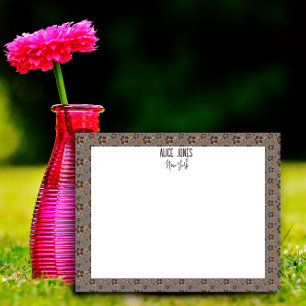 Light grey brown pattern natural flower   notepad