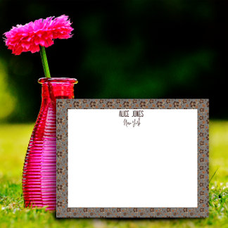 Light grey brown pattern natural flower   notepad