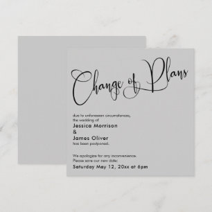 Light Grey Change of Plans Postponed Wedding Card