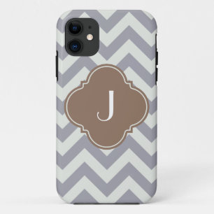 Light Grey Chevron Custom Monogram Case-Mate iPhone Case