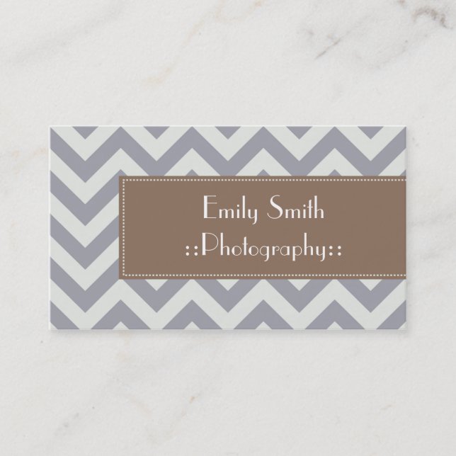 Light Grey Chevron Sophisticated Business Cards (Front)
