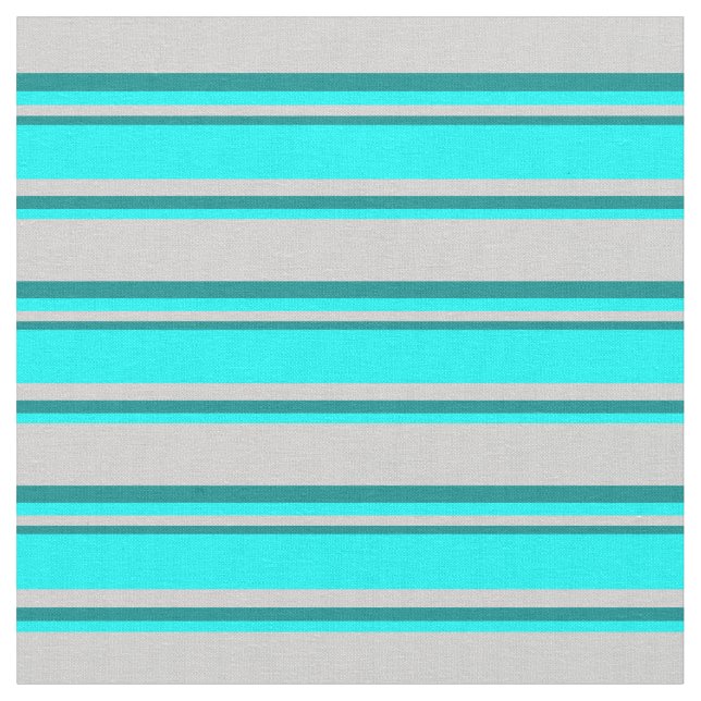Light Grey, Cyan, and Dark Cyan Lines Fabric (Close Up)