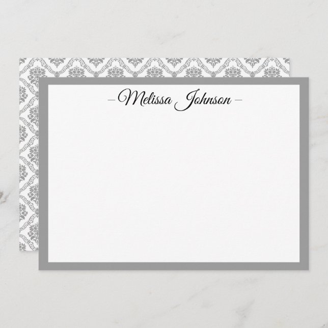 Light Grey Damask Personalised Card (Front/Back)